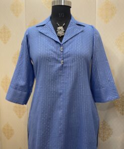 COTTON STRIPED BLUE KURTA