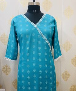 COTTON KURTA WITH LACE AND SEQUINS HIGHLIGHT
